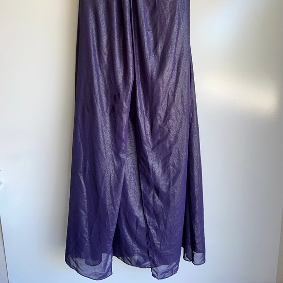 NWT $159 David's Bridal Lapis FogFoil Split Front A-Line Dress Beading Size 16 - Picture 4 of 13